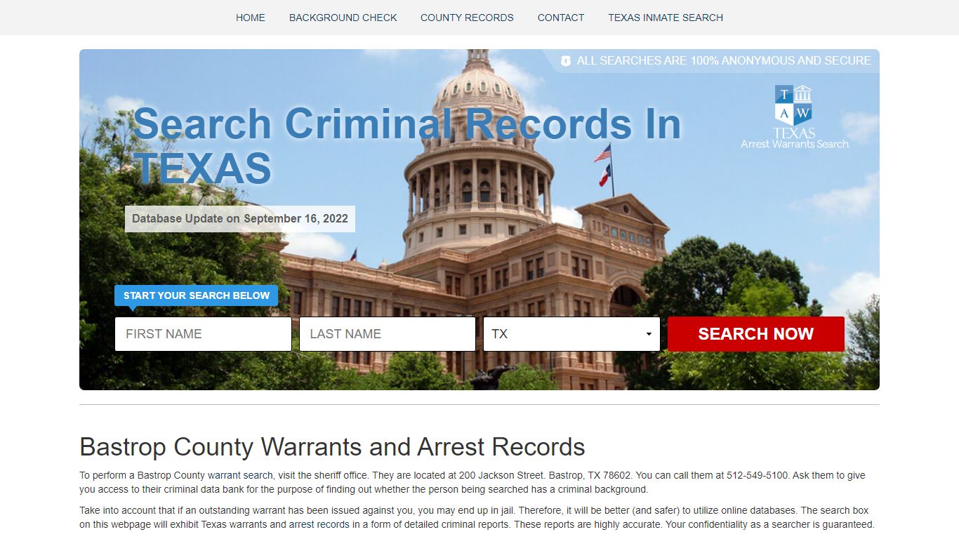 Bastrop County Warrants and Arrest Records